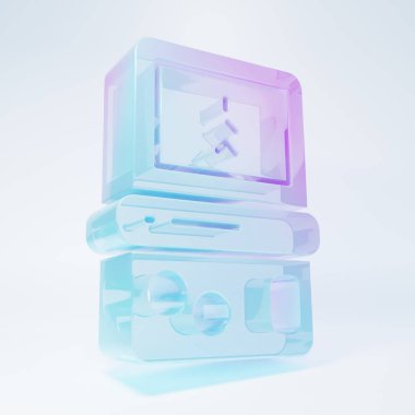 Beyaz arka planda izole edilmiş buzlu cam taşınabilir tetris elektronik oyun ikonu. Klasik bir cep tuğlası oyunu. Etkileşimli oyun aygıtı. Minimalizm kavramı. 3 Boyutlu resimleme .
