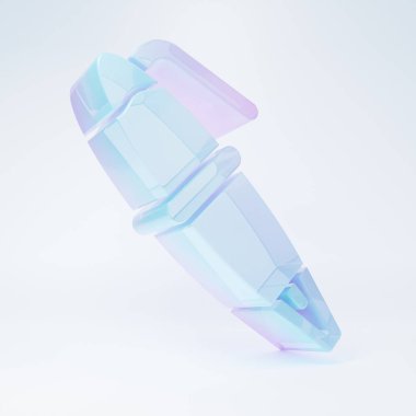 Buzlu cam dolmakalem ucu simgesi beyaz arkaplanda izole edilmiş. Kalem aleti işareti. Minimalizm kavramı. 3 Boyutlu resimleme .