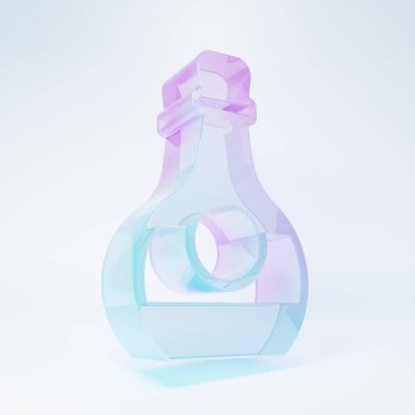 Buzlu cam şişe konyak ya da konyak ikonu beyaz arka planda izole edilmiş. Minimalizm kavramı. 3 Boyutlu resimleme .