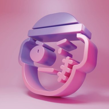 Mor pembe Haydut simgesi pembe arka planda izole edilmiş. Minimalizm kavramı. 3 Boyutlu resimleme .