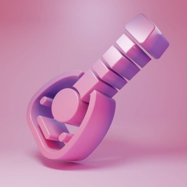 Pembe arka planda izole edilmiş eflatun rengi müzik aleti. Arapça, doğulu, Yunan müzik aleti. Minimalizm kavramı. 3 Boyutlu resimleme.