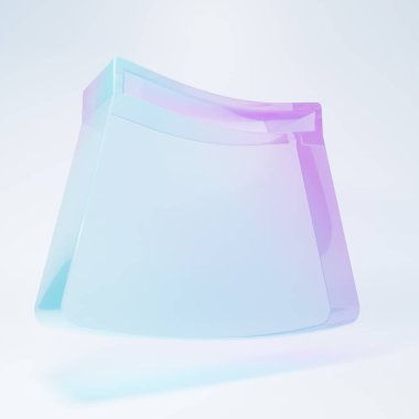 Beyaz arka planda izole edilmiş buzlu cam etek ikonu. Minimalizm kavramı. 3 Boyutlu resimleme.