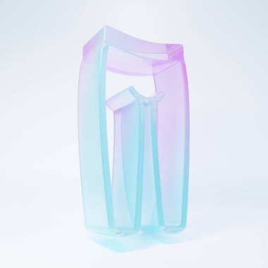 Beyaz arka planda izole edilmiş buzlu cam tozlukların simgesi. Minimalizm kavramı. 3 Boyutlu resimleme.