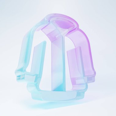 Beyaz arka planda izole edilmiş buzlu cam kapüşonlu kapüşonlu ikon. Kapüşonlu kazak. Minimalizm kavramı. 3 Boyutlu resimleme.