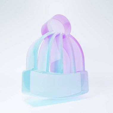 Buzlu cam şapka ikonu beyaz arka planda izole edilmiş. Minimalizm kavramı. 3 Boyutlu resimleme.