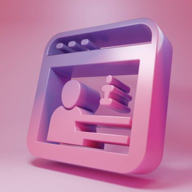 Purple-pink Information icon isolated on pink background. Minimalism concept. 3D render illustration.