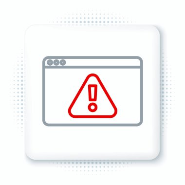 Beyaz arkaplanda ünlem simgesi olan Satır Tarayıcısı izole edildi. Uyarı mesajı akıllı telefon uyarısı. Renkli taslak konsepti. Vektör.