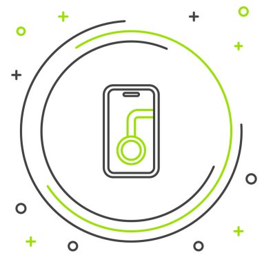 Şehir haritası gezinme simgesinin çizgi bilgileri beyaz arkaplanda izole edildi. Mobil Uygulama Arayüzü tasarımı. Coğrafi konsept. Renkli taslak konsepti. Vektör.