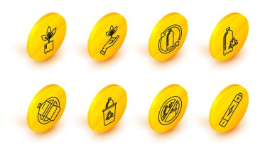 Bataryayı ayarla Geri dönüşüm sembollü çöp geri dönüşüm kutusu plastik şişe geri dönüşüm fabrikası el çevresel koruma ve ikon. Vektör.