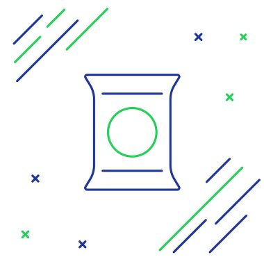 Hat Torbası veya paket patates cipsi simgesi beyaz arka planda izole edilmiş. Renkli taslak konsepti. Vektör.