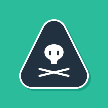 Mavi Üçgen uyarı ikonu yeşil arka planda izole edildi. Vektör.