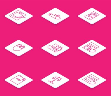 Boş Defter ve Kalem Gemisi ile Kalkan Yırtığı Sözleşmeli Aile Sigortası Klinik Kayıtları Alışveriş Merkezi Kişisel Dosya ve Adalet Ölçekleri. Vektör.