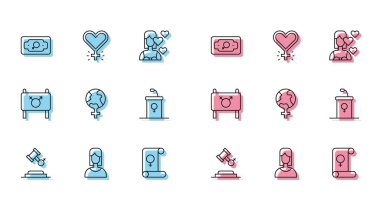 Kadın hakları, para büyüyen kadın feminizmi dünya podyum kürsüsü, Feminist aktivist ve ikon tartışmaları. Vektör.