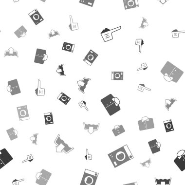 Yıkama tozu, çamaşır makinesi, tişört ve mod ayarlayın. Vektör.