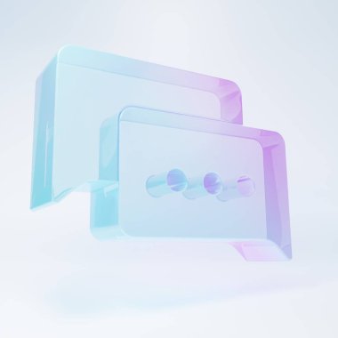 Frosted glass Speech bubble chat icon isolated on white background. Message icon. Communication or comment chat symbol. Minimalism concept. 3D render illustration.