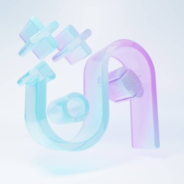 Beyaz arka planda izole edilmiş buzlu cam planlama stratejisi ikonu. Futbol ya da Amerikan futbolu kupası formasyonu ve taktiği. Minimalizm kavramı. 3 Boyutlu resimleme.