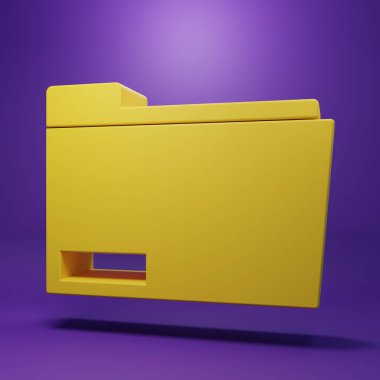 Sarı Belge dizin simgesi mor arkaplanda izole edildi. Muhasebe klasörü sembolü. Muhasebe yönetimi. Minimalizm kavramı. 3 Boyutlu resimleme.