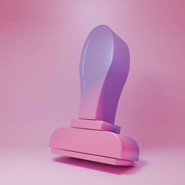 Pembe arka planda izole edilmiş mor pul ikonu. Minimalizm kavramı. 3 Boyutlu resimleme.