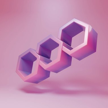 Purple-pink Honeycomb icon isolated on pink background. Honey cells symbol. Sweet natural food. Minimalism concept. 3D render illustration.
