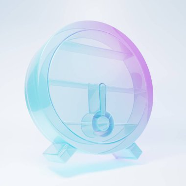 Buzlu cam tahta fıçı rafta ve beyaz arka planda izole edilmiş durdurma ikonu var. Minimalizm kavramı. 3 Boyutlu resimleme.