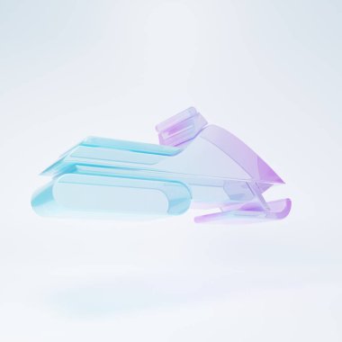 Buzlu cam Kar Mobil ikonu beyaz arka planda izole edildi. Kar arabası işareti. Olağanüstü bir spor. Minimalizm kavramı. 3 Boyutlu resimleme.