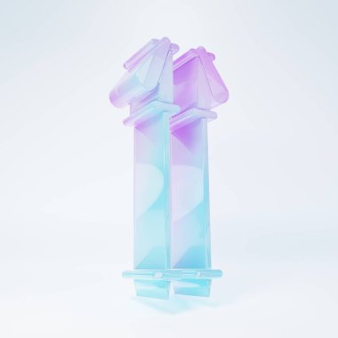 Buzlu cam kayak direkleri simgesi beyaz arkaplanda izole edildi. Olağanüstü bir spor. Kayak ekipmanları. Kış sporları ikonu. Minimalizm kavramı. 3 Boyutlu resimleme.