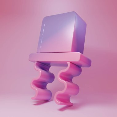 Pembe arka planda kenarları olan mor-pembe Ortodoks Yahudi şapkası. Geleneksel giyinmiş Yahudi erkekler. Yahudilik sembolleri. Minimalizm kavramı. 3 Boyutlu resimleme.