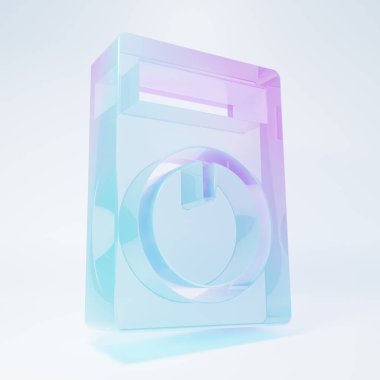 Buzlu cam Akıllı ev simgesi beyaz arka planda izole edilmiş. Uzaktan kumanda. Minimalizm kavramı. 3 Boyutlu resimleme.