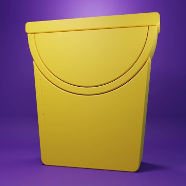 Sarı Kova simgesi mor arkaplanda izole edildi. Minimalizm kavramı. 3 Boyutlu resimleme.