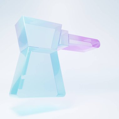 Buzlu cam kahve Türk ikonu beyaz arka planda izole edilmiş. Minimalizm kavramı. 3 Boyutlu resimleme.