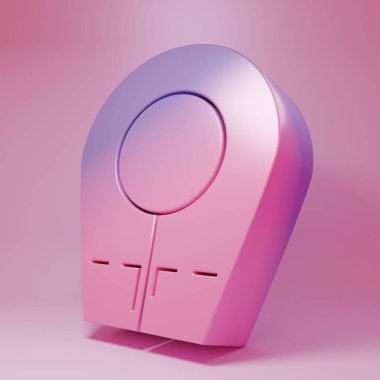 Pembe dalış başlığı simgesi pembe arka planda izole edilmiş. Zıpkınla balık avlama şapkası. Su altı ekipmanları. Minimalizm kavramı. 3 Boyutlu resimleme.