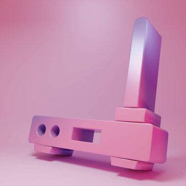 Mor-pembe Router ve kablosuz ağ sinyali simgesi pembe arka planda izole edilmiş. Kablosuz ethernet modem yönlendirici. Bilgisayar teknolojisi interneti. Minimalizm kavramı. 3 Boyutlu resimleme.