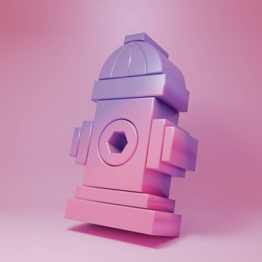 Pembe arka planda izole edilmiş mor yangın musluğu ikonu. Minimalizm kavramı. 3 Boyutlu resimleme.