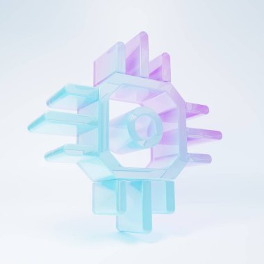 Frosted glass Processor icon isolated on white background. CPU, central processing unit, microchip, microcircuit, computer processor, chip. Minimalism concept. 3D render illustration.