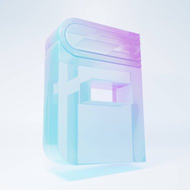 Beyaz arkaplanda izole edilmiş buzlu cam kitap ikonu. Minimalizm kavramı. 3 Boyutlu resimleme.