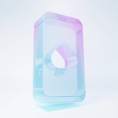 Buzlu cam çevrimiçi poker masası ikonu beyaz arkaplanda izole edildi. İnternetteki kumarhane. Minimalizm kavramı. 3 Boyutlu resimleme.