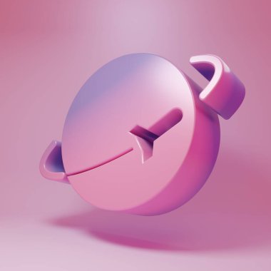 Purple-pink Planet icon isolated on pink background. Minimalism concept. 3D render illustration.