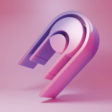 Purple-pink Satellite icon isolated on pink background. Minimalism concept. 3D render illustration.