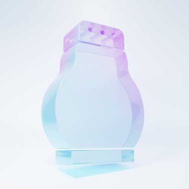 Beyaz arka planda izole edilmiş buzlu cam tuz ve biber ikonu. Yemek pişirme baharatları. Minimalizm kavramı. 3 Boyutlu resimleme.