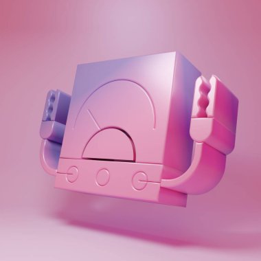 Mor-pembe ampere ölçer, multimetre, voltmetre ikonu pembe arkaplanda izole edilmiş. Elektrik akımını ölçmek için araçlar. Minimalizm kavramı. 3 Boyutlu resimleme.