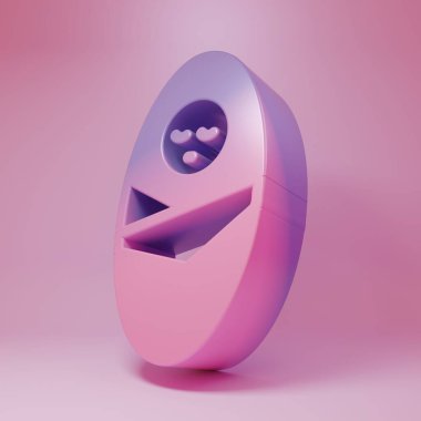 Mor pembe bebek kundaklanmış ya da pembe arka planda izole edilmiş kundaklama simgesi. Bebek çocuk battaniyeye sarılmış. Minimalizm kavramı. 3 Boyutlu resimleme.