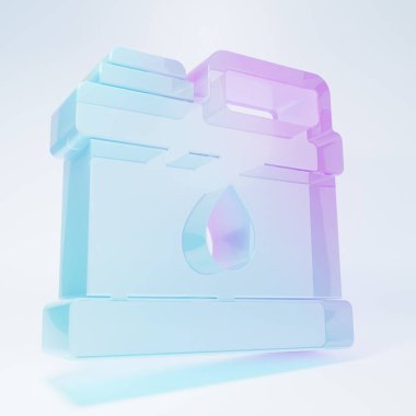 Frosted glass Plastic canister for motor machine oil icon isolated on white background. Oil gallon. Oil change service and repair. Minimalism concept. 3D render illustration.