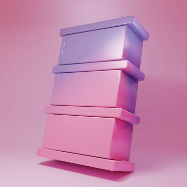 Purple-pink Barrel oil icon isolated on pink background. Minimalism concept. 3D render illustration.