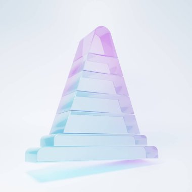 Beyaz arka planda izole edilmiş buzlu cam trafik konisi ikonu. Minimalizm kavramı. 3 Boyutlu resimleme.