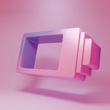 Mor-pembe pil şarj seviyesi göstergesi simgesi pembe arka planda izole edilmiş. Minimalizm kavramı. 3 Boyutlu resimleme.