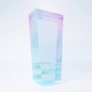 Frosted glass Cream or lotion cosmetic tube icon isolated on white background. Body care products for men. Minimalism concept. 3D render illustration.