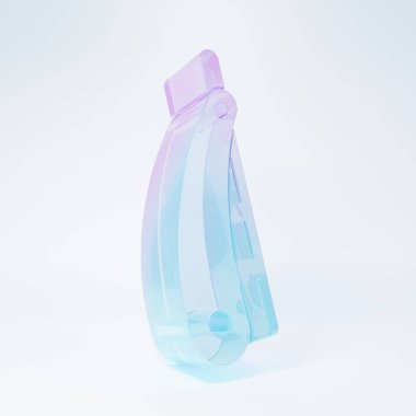 Beyaz arka planda izole edilmiş buzlu cam düz jilet simgesi. Berber dükkanı sembolü. Minimalizm kavramı. 3 Boyutlu resimleme.