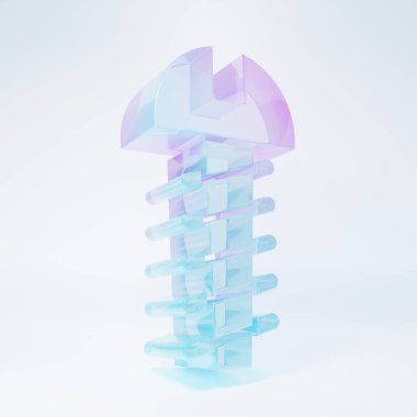 Beyaz arka planda izole edilmiş buzlu cam metal vida ikonu. Minimalizm kavramı. 3 Boyutlu resimleme.