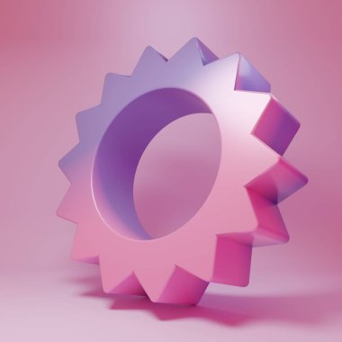 Pembe arka planda izole edilmiş mor-pembe güneş ikonu. Yaz sembolü. Güneşli bir gün. Minimalizm kavramı. 3 Boyutlu resimleme.