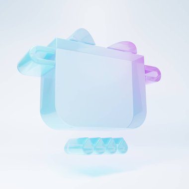 Beyaz arka planda izole edilmiş sıcak çömlek ikonunda buzlu cam yumurta. Haşlanmış yumurta. Mutlu Paskalyalar. Minimalizm kavramı. 3 Boyutlu resimleme.